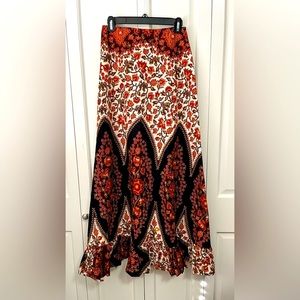 Vintage Ruffle Maxi Skirt by Twiga Original Bou Boudima 1970's Orange